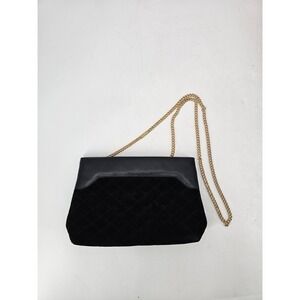 Salvatore Ferragamo Gancini Chain Black Leather Shoulder Bag